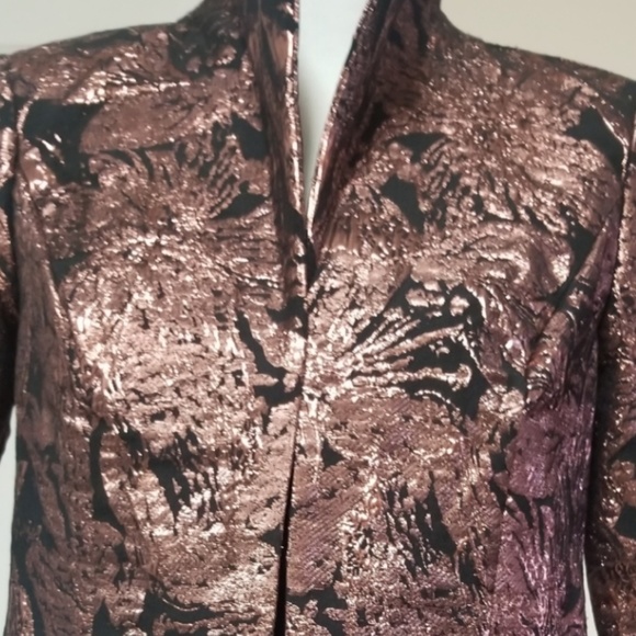 ποΈβ¬οΈπHOST PICKπ Alex Evenings Floral Metallic Jacquard Stand Collar Twinset - Picture 3 of 9